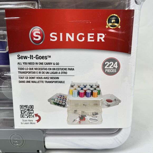Singer Sew It Goes Essentials Sewing Kit 224pcs In Carry Case Organizer NEW - Picture 2 of 12